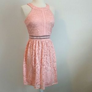 Blush pink lace dress
